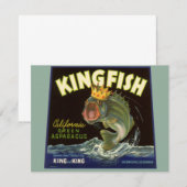 Oude product bliklabel kunst, Kingfish asperges (Voorkant / Achterkant)