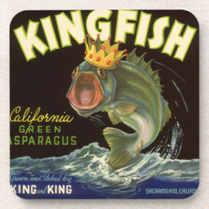 Oude product bliklabel kunst, Kingfish asperges Onderzetter