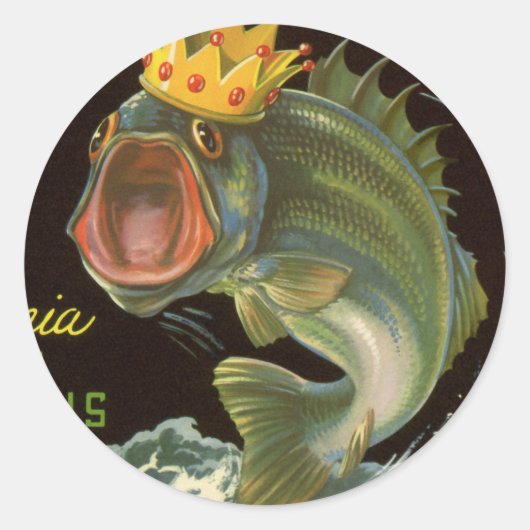 Oude Product Bliklabel Kunst, Kingfish Asperges Ronde Sticker (Voorkant)