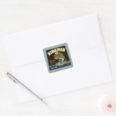 Oude Product Bliklabel Kunst, Kingfish Asperges Vierkante Sticker (Envelop)