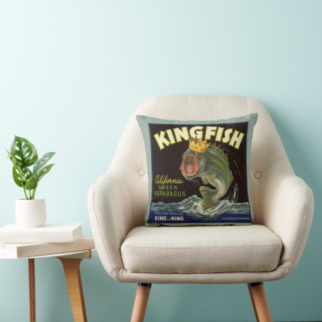 Oude Product Kan Etiket Kunst, Kingfish Asperges Kussen (Stoel)