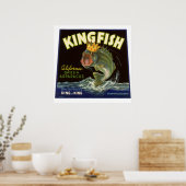 Oude Product Kan Etiket Kunst, Kingfish Asperges Poster (Keuken)