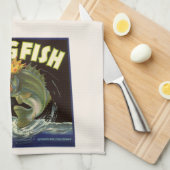 Oude Product Kan Label Kunst, Kingfish Asperges Theedoek (Quarter Fold)