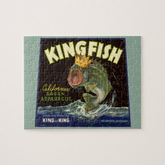 Oude productbliklabelkunst, Kingfish Asperges Legpuzzel (Horizontaal)