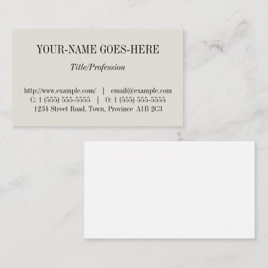 , oude, professionele stijl visitekaartje (Voorkant / Achterkant)