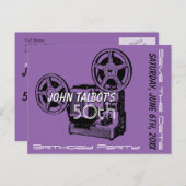 Oude Projector 50ste verjaardagsfeest Save the Dat Aankondigingskaart (Voorkant / Achterkant)