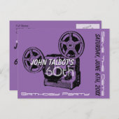 Oude Projector 60e verjaardag Partij sparen de Dat Aankondigingskaart (Voorkant / Achterkant)