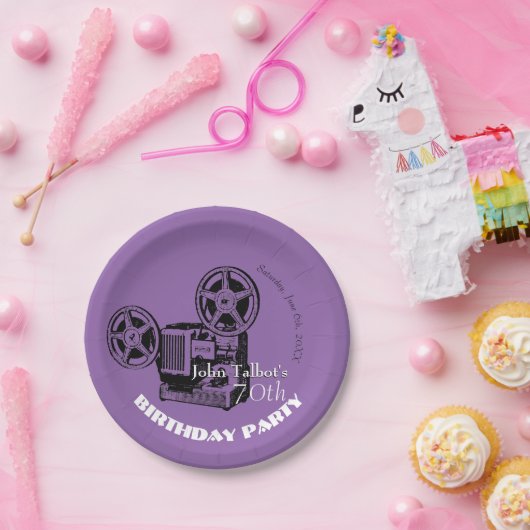 Oude projector — 70e verjaardag Papieren Bord (Feest)