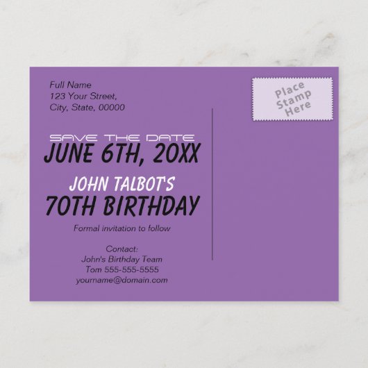 Oude Projector 70ste verjaardagsfeest Save the Dat Aankondigingskaart (Achterkant)