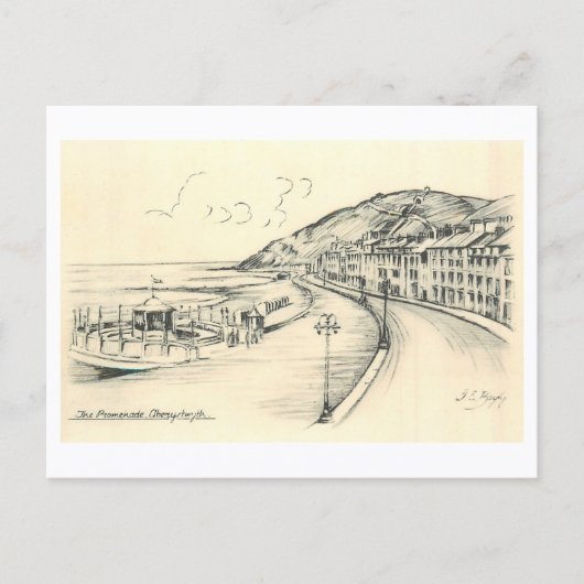 Oude Promenade van Aberystwyth Briefkaart (Voorkant)