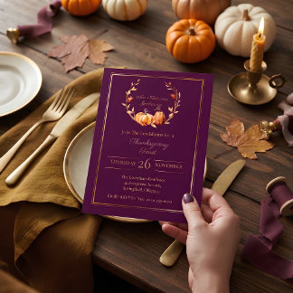 Oude Pruim Botanische Pompoen Thanksgiving Dinner Acryl Uitnodigingen