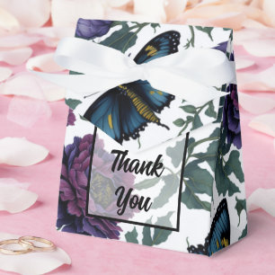 Oude pruim paars magenta bloemen vlinders bedankdoosjes