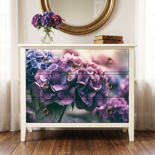 Oude Pruim Paarse Hortensia Decoupage Tissuepapier