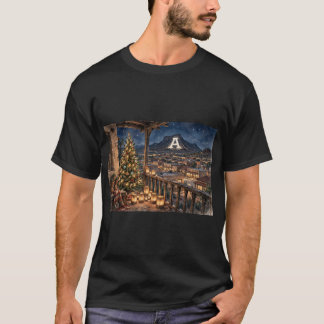Oude Pueblo Kerst Veranda Uitzicht A Mountain T-Sh T-shirt
