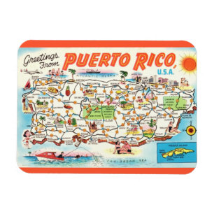 Oude Puerto Rico kaartmagneet Magneet