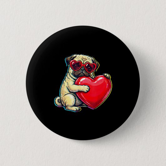 Oude pug grappige jeugd leven vader moeder retro h ronde button 5,7 cm (Voorkant)