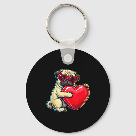 Oude pug grappige jeugd leven vader moeder retro h sleutelhanger (Voorkant)
