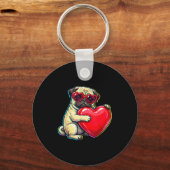 Oude pug grappige jeugd leven vader moeder retro h sleutelhanger (Voorkant)