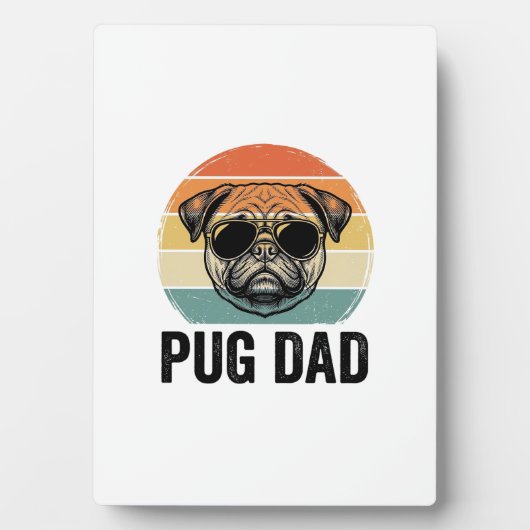 Oude Pug Vader Gravure Hond Liefhebber Ontwerp_1 Fotoplaat (voorkant)