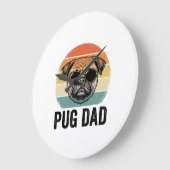 Oude Pug Vader Gravure Hond Liefhebber Ontwerp_1 Grote Klok (Hoek)