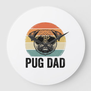 Oude Pug Vader Gravure Hond Liefhebber Ontwerp_1 Grote Klok