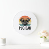 Oude Pug Vader Gravure Hond Liefhebber Ontwerp_1 Grote Klok (Huis)