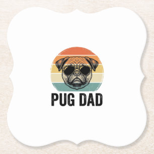Oude Pug Vader Gravure Hond Liefhebber Ontwerp_1 Kartonnen Onderzetters