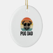 Oude Pug Vader Gravure Hond Liefhebber Ontwerp_1 Keramisch Ornament (Rechts)