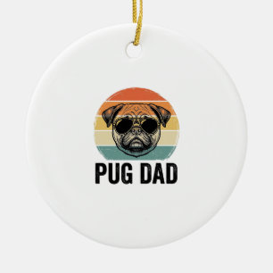 Oude Pug Vader Gravure Hond Liefhebber Ontwerp_1 Keramisch Ornament