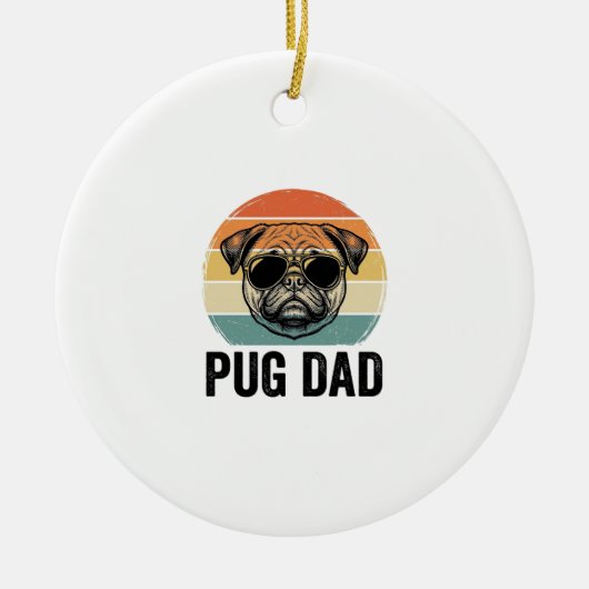 Oude Pug Vader Gravure Hond Liefhebber Ontwerp_1 Keramisch Ornament (Voorkant)