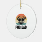 Oude Pug Vader Gravure Hond Liefhebber Ontwerp_1 Keramisch Ornament (Links)