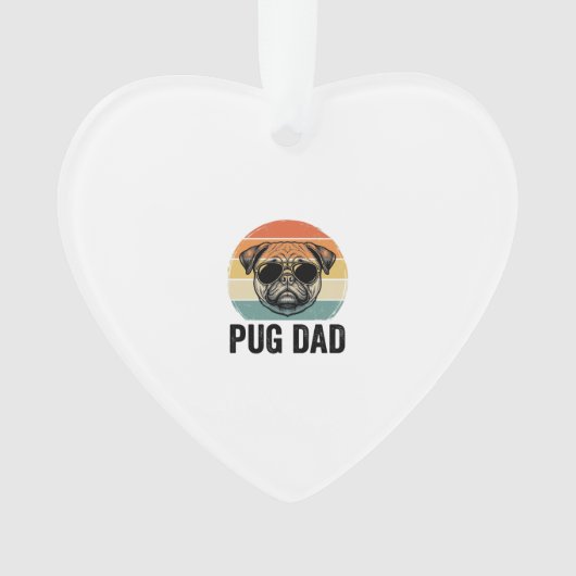 Oude Pug Vader Gravure Hond Liefhebber Ontwerp_1 Ornament (voorkant)