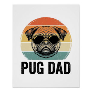 Oude Pug Vader Gravure Hond Liefhebber Ontwerp_1 Perfect Poster
