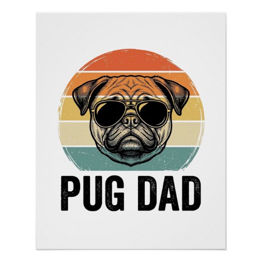 Oude Pug Vader Gravure Hond Liefhebber Ontwerp_1 Perfect Poster (Voorkant)