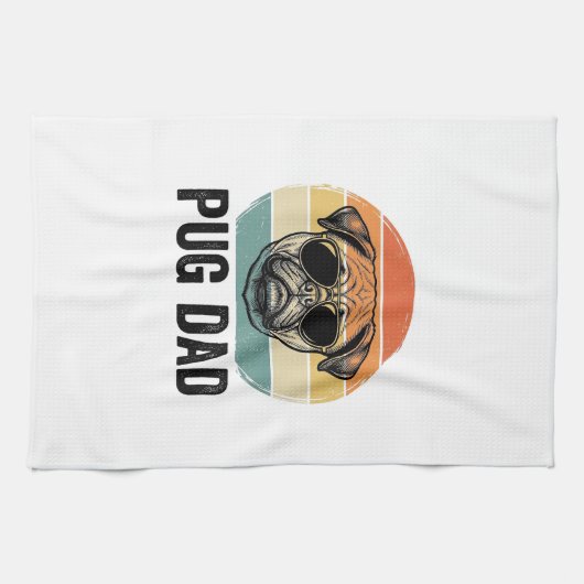 Oude Pug Vader Gravure Hond Liefhebber Ontwerp_1 Theedoek (Horizontaal)