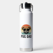 Oude Pug Vader Gravure Hond Liefhebber Ontwerp_1 Waterfles (Voorkant)