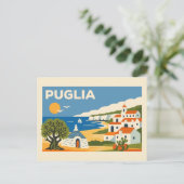 Oude Puglia Italië Kust Reisposter Briefkaart (Staand voorkant)