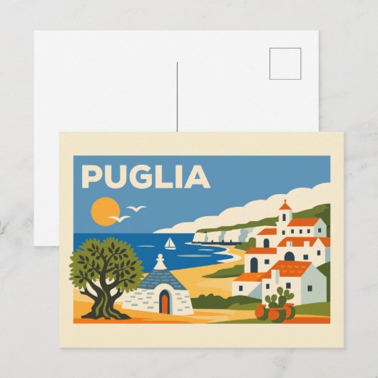 Oude Puglia Italië Kust Reisposter Briefkaart (Voorkant / Achterkant)