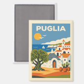 Oude Puglia Italië Kust Reisposter Magneet (Voorkant / Achterkant)