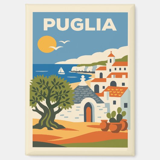Oude Puglia Italië Kust Reisposter Magneet (Voorkant)