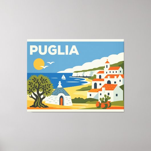 Oude Puglia Italië Reisposter Canvas Afdruk (Voorkant)