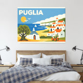 Oude Puglia Italië Reisposter Canvas Afdruk (Insitu (Slaapkamer))