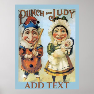 Oude Punch en Judy Poster, voeg tekst toe Poster