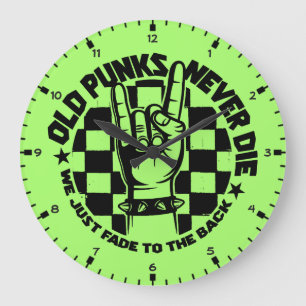Oude PUNKS sterven nooit Punk Rock Music Legend Cu Grote Klok
