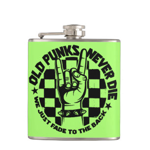 Oude PUNKS sterven nooit Punk Rock Music Legend Cu Heupfles