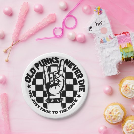 Oude PUNKS sterven nooit Punk Rock Music Legend Cu Papieren Bordje (Feest)