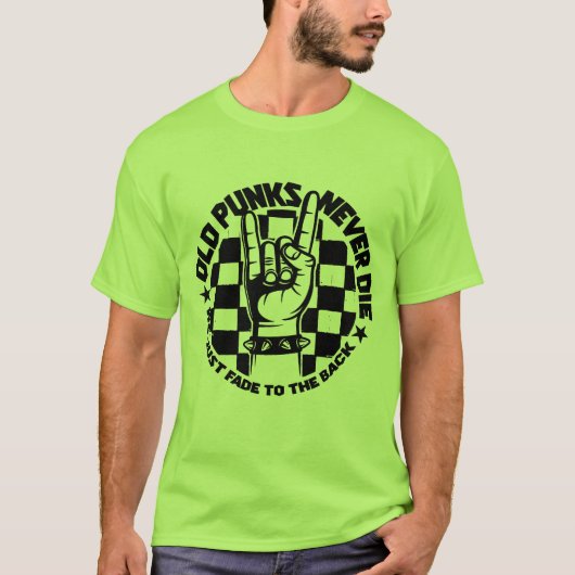 Oude PUNKS sterven nooit Punk Rock Music Legend Cu T-shirt (Voorkant)