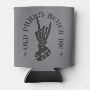 Oude punks sterven nooit skeleton rock op gothic blikjeskoeler