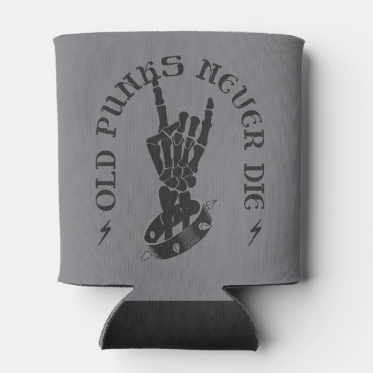 Oude punks sterven nooit skeleton rock op gothic blikjeskoeler (Achterkant)