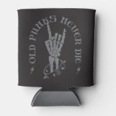 Oude punks sterven nooit skeleton rock op gothic blikjeskoeler (Voorkant)